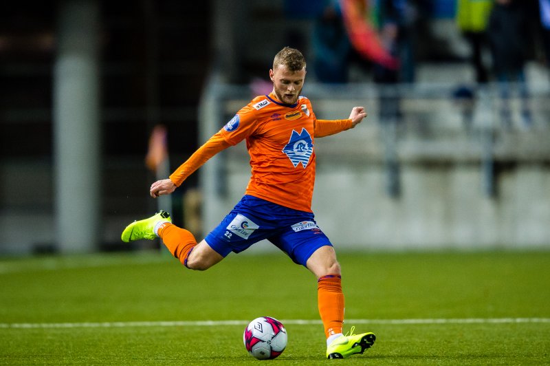 Adam Ørn Arnarson ble den store helten da AaFK slo Mjøndalen på hjemmebane i 2018. Foto: Marius Simensen / BILDBYRÅN