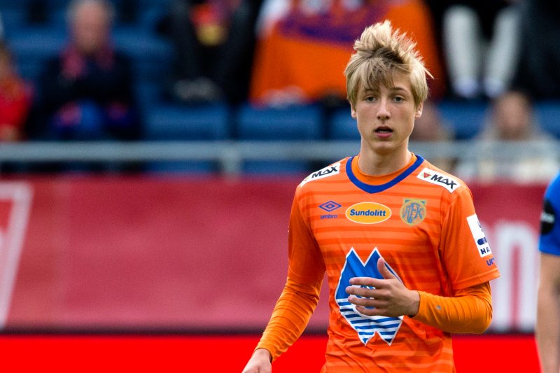 Markus Seehusen Karlsbakk i eliteseriekampen mot Molde på Color Line Stadion i 2017. Foto: Svein Ove Ekornesvåg / NTB scanpix